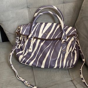 Kate spade zebra print leather satchel crossbody shoulder bag